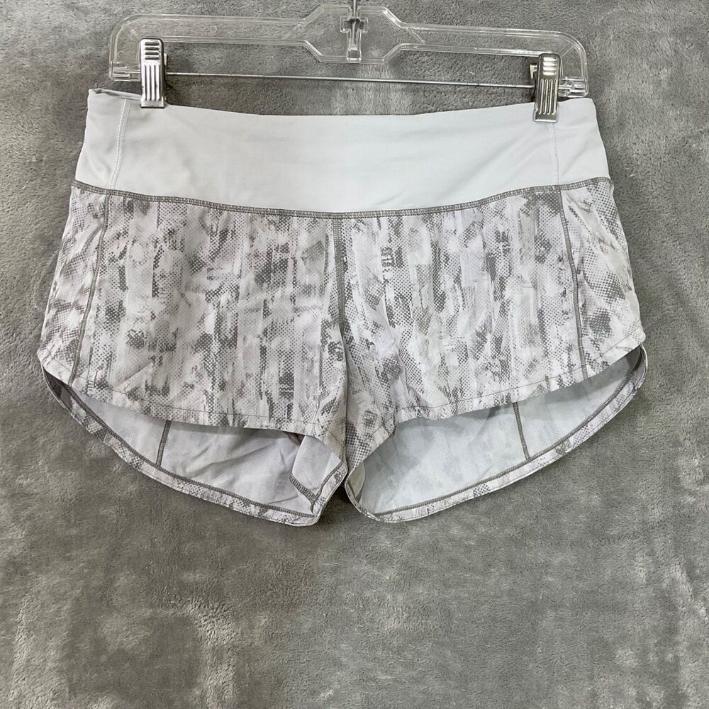 lululemon athletica White and Light Gray Printed Speed Up Athletic Shorts